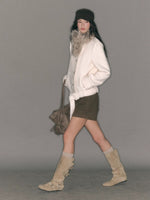 Fur-Collar Belted Wool Bouclé Coat