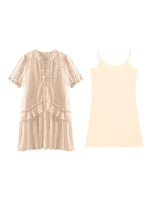 Checkered Hollow-Out Ruffled Dress Set