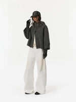 Shearling Collar Wool Cashmere Cape Coat