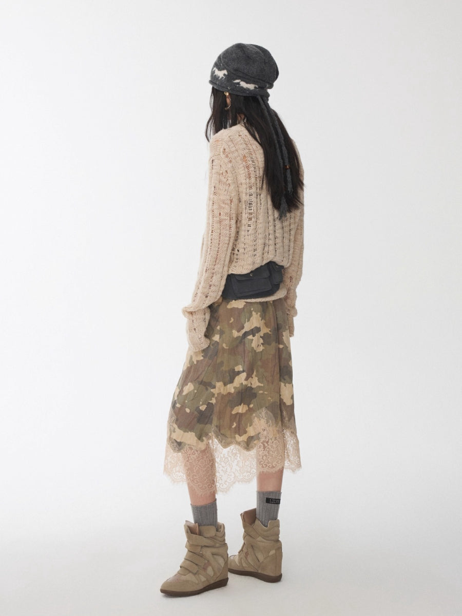 Icelandic Animal Jacquard Cutout Knit Sweater