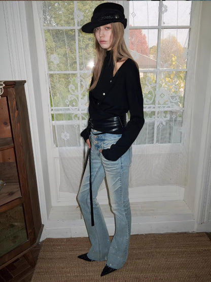 Acetate Cashmere Layered Cardigan