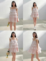 Pink Tulle Tiered Mini Dress