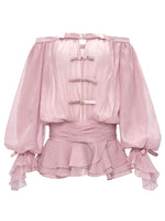 Off-shoulder Bubble Sleeve Puff Dress