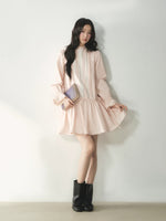 Mock Neck Lace Trim Dress