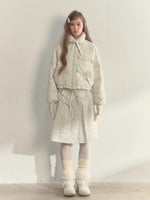 Floral Corduroy Down Jacket & Skirt Set