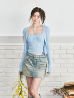 Halter Neck Tank Top & Cardigan Set