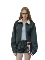 Spliced Jacket & Striped Suit Shorts Set