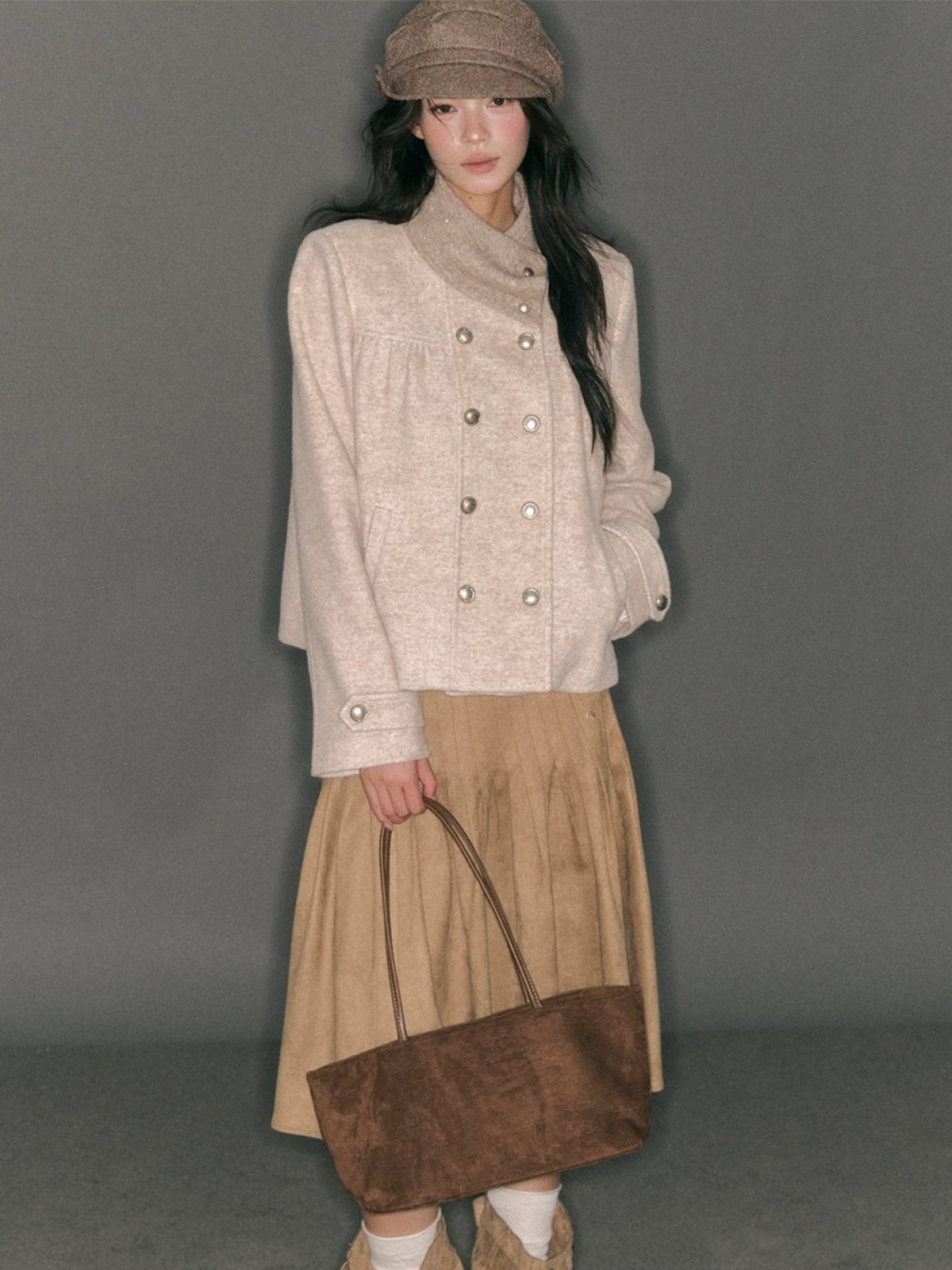 Vintage Gathered Wool Blend Jacket