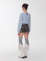 Washed Distressed Knight Cat Graphic Sweatshirt