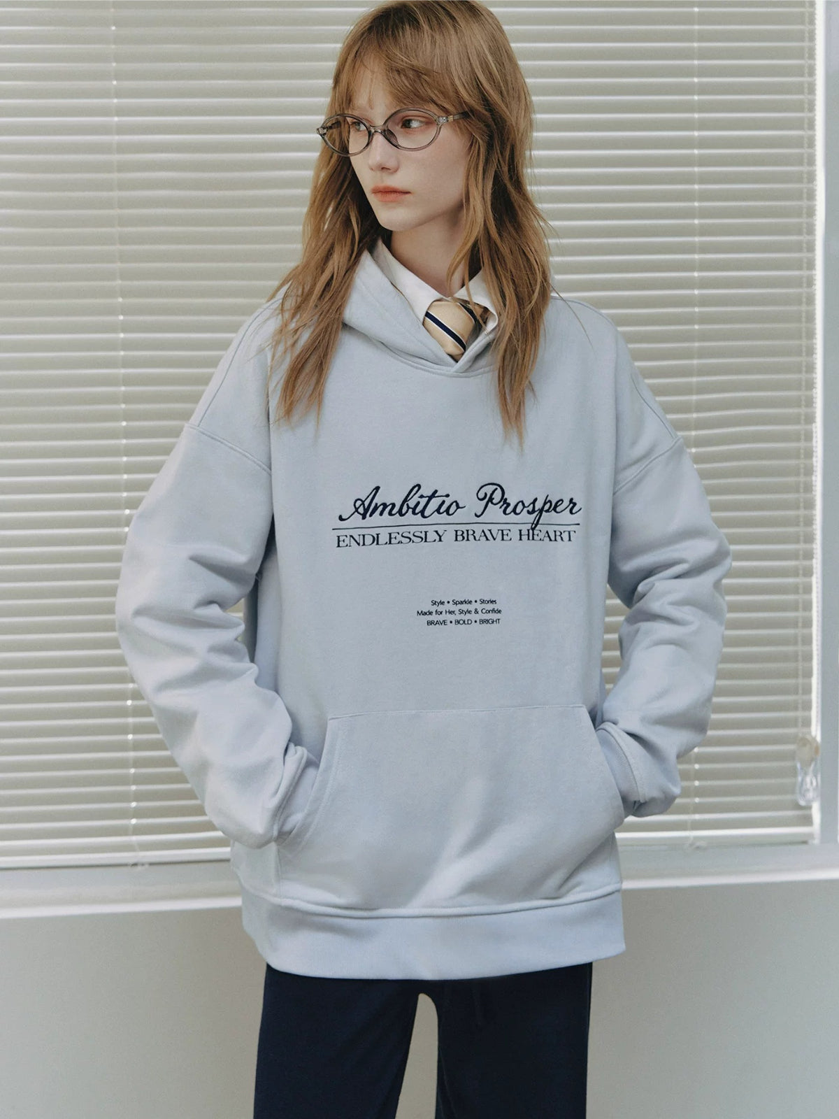 College Embroidered Cotton Hoodie