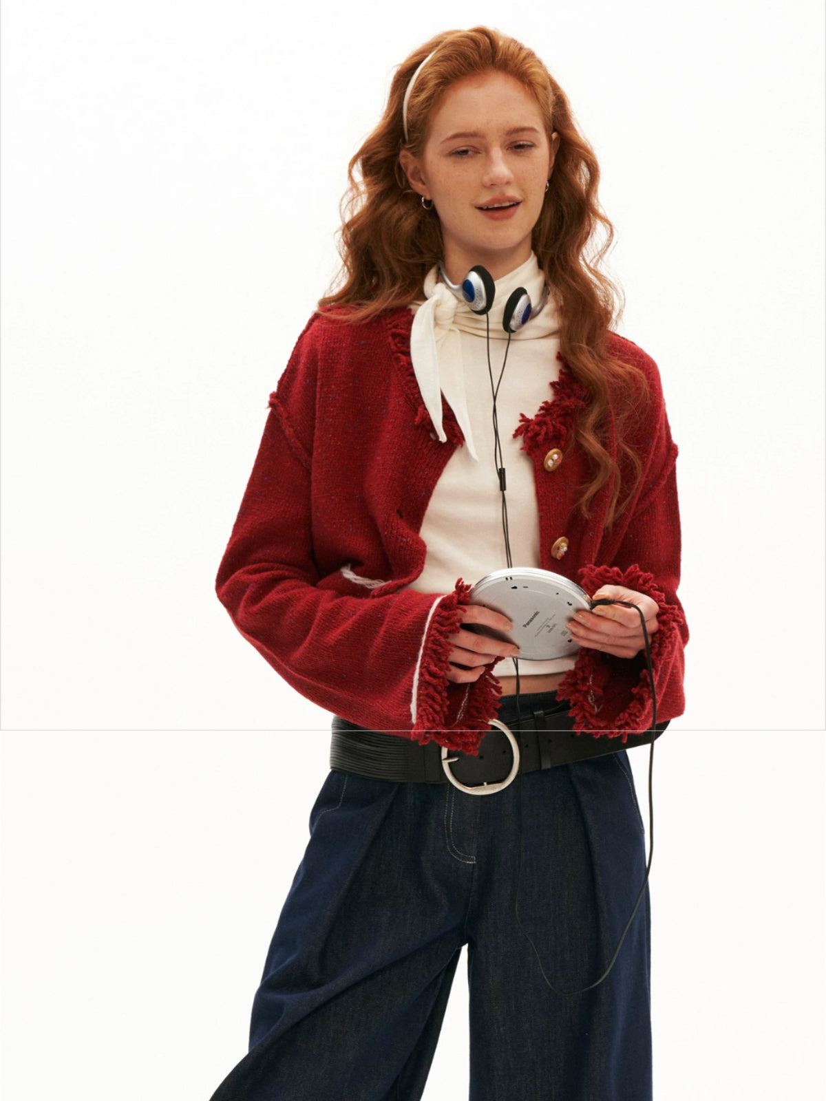 Wool Cropped Bell Sleeve Cardigan