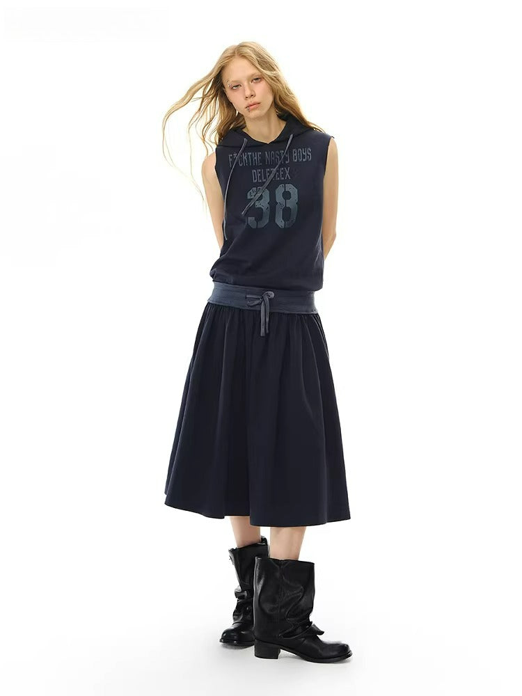 Hooded Sleeveless Jersey Dress