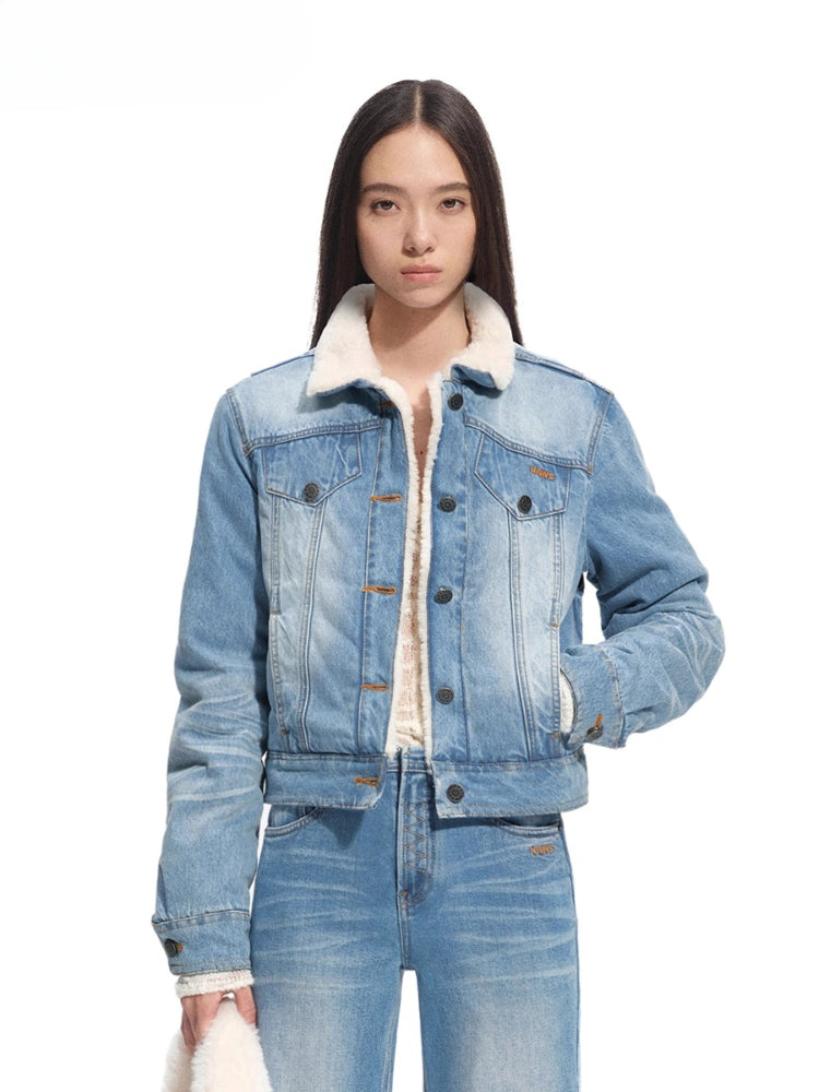 "Caraval Series" Washed Twill Denim Cotton-Padded Jacket