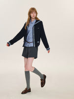 Contrast Sailor Collar Cable Cardigan