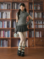 Cable Knit Turtleneck Short Sleeve Top