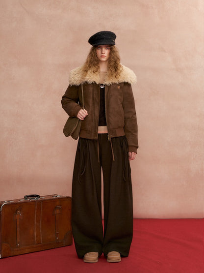 Pleated Bow Wool Pants