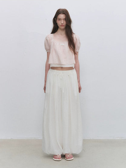 Square Neck Lace Crop Top