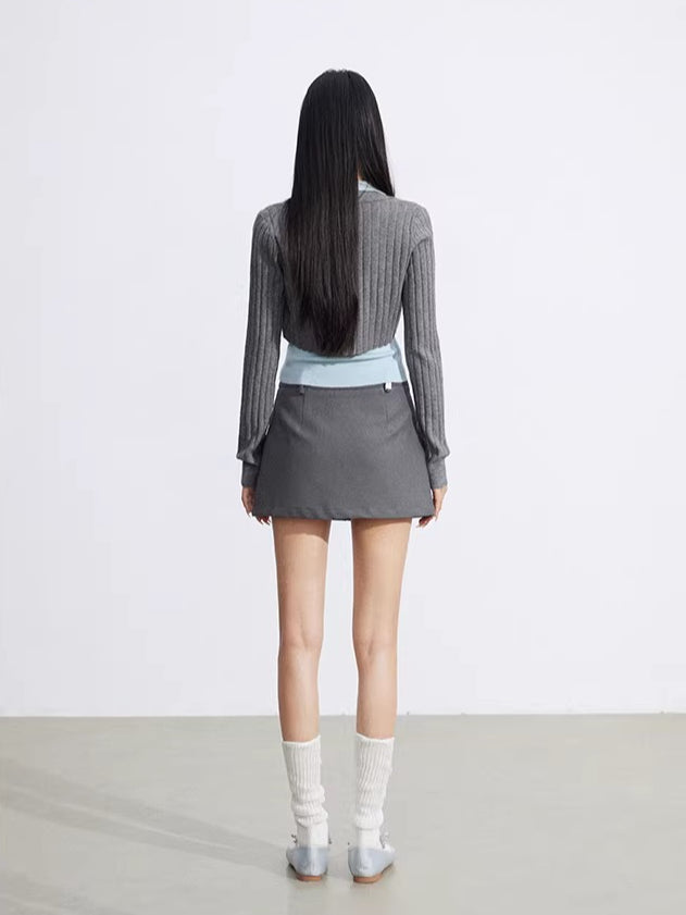 Contrast Polo Knit Set