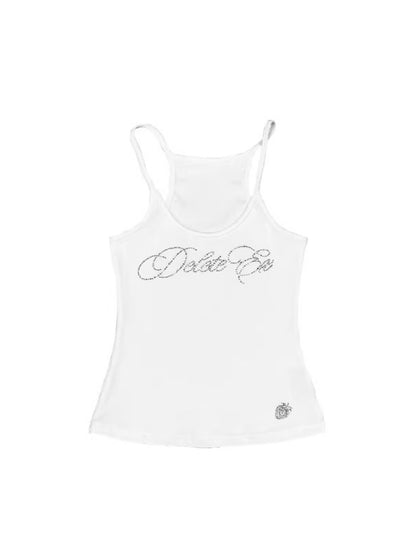 Rhinestone Ribbed Halter Tank Top