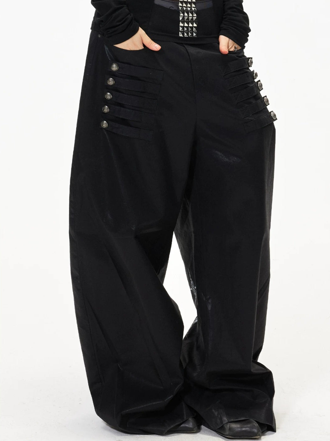 Button Wide Leg Pants