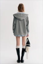 Gray Plaid Hoodie Three-Piece Set