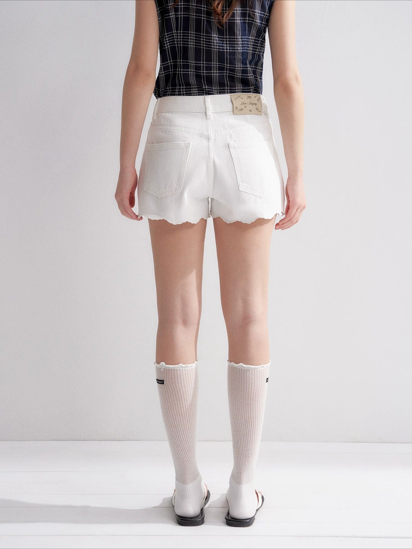 Embroidered Lace Denim Shorts