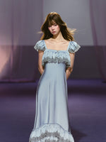 Lace Panel A-Line Maxi Dress