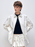 Color Block Striped Loose Shirt & Short Set