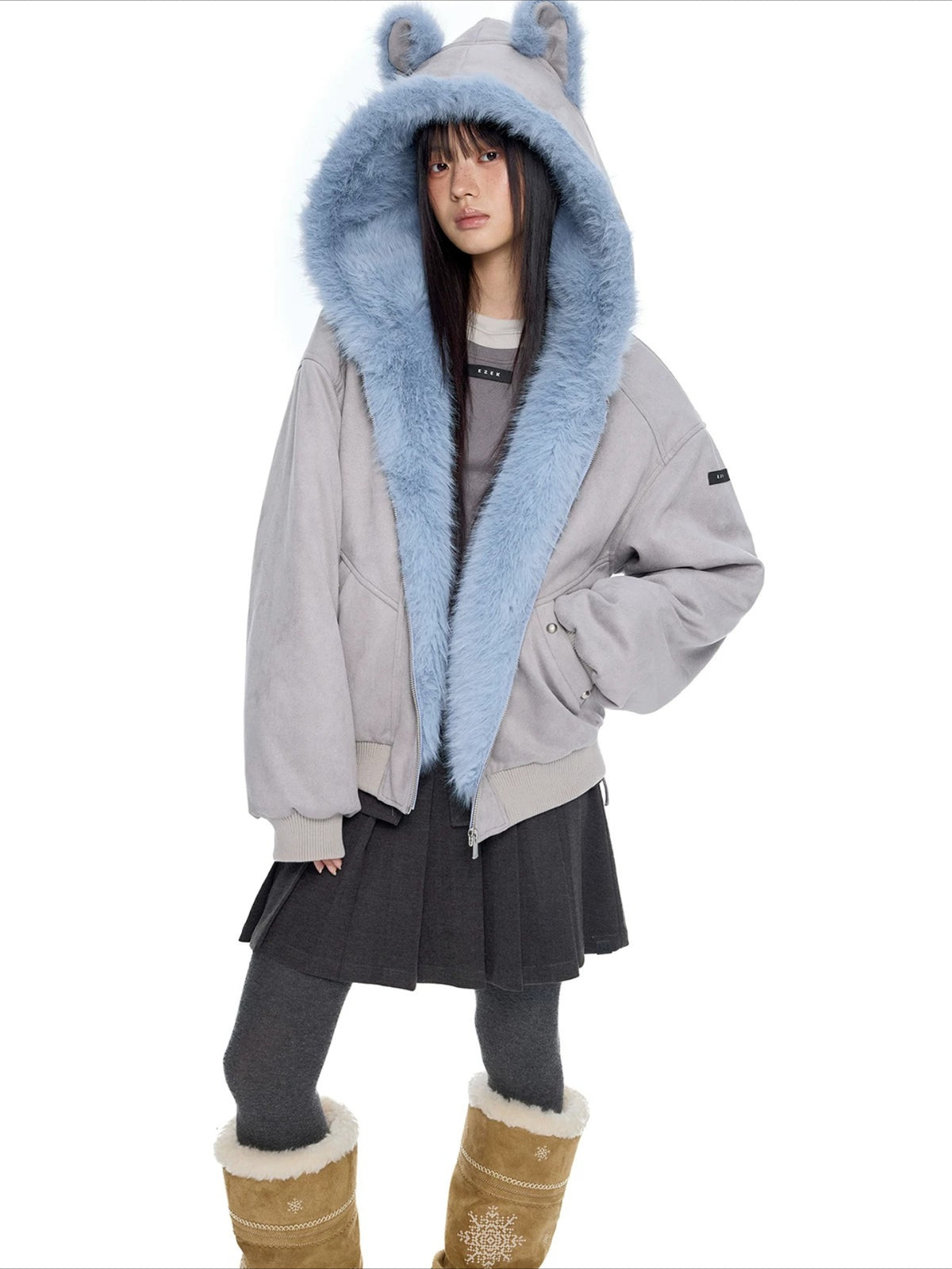 Faux Suede Cat Ear Jacket