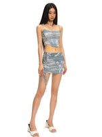 Short Bone Structure U-Neck Tank Top & Skirt Set