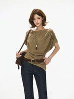 Draped Cowl Neck Batwing Wool Sweater