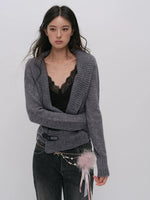 Layered Collar Knit Cardigan