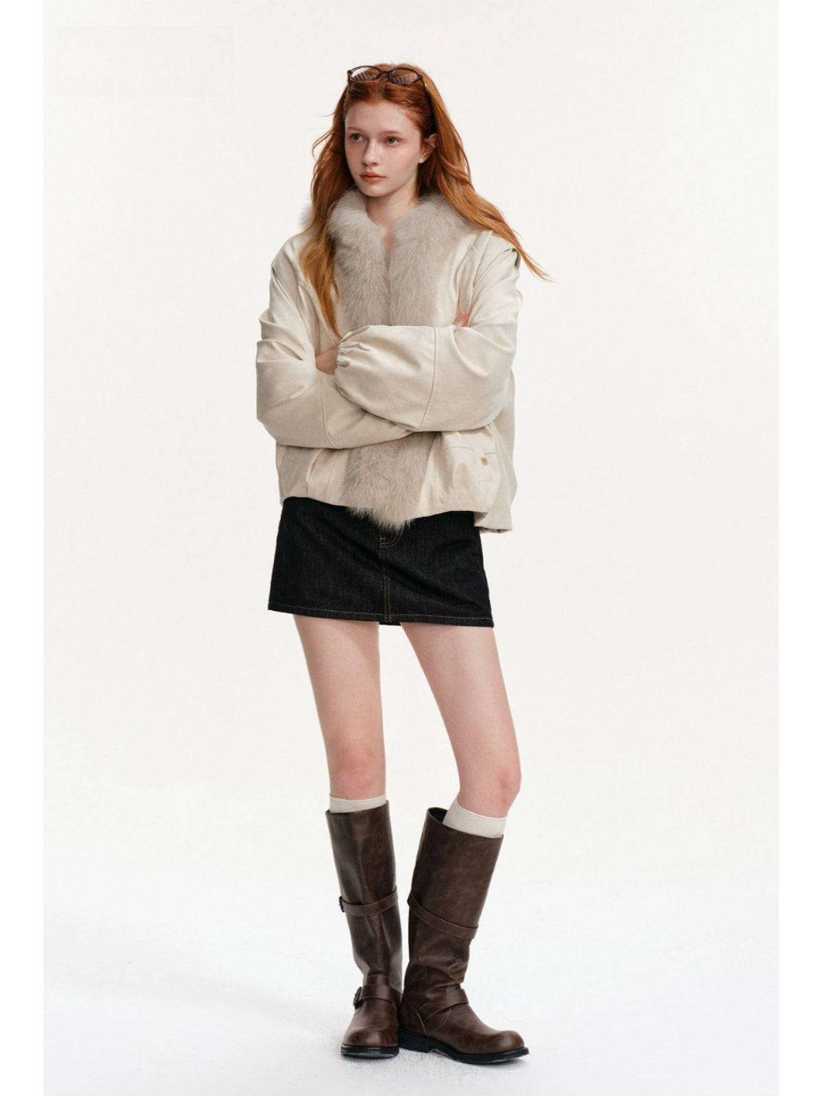 Fox Fur Loose Cropped Thick Coat