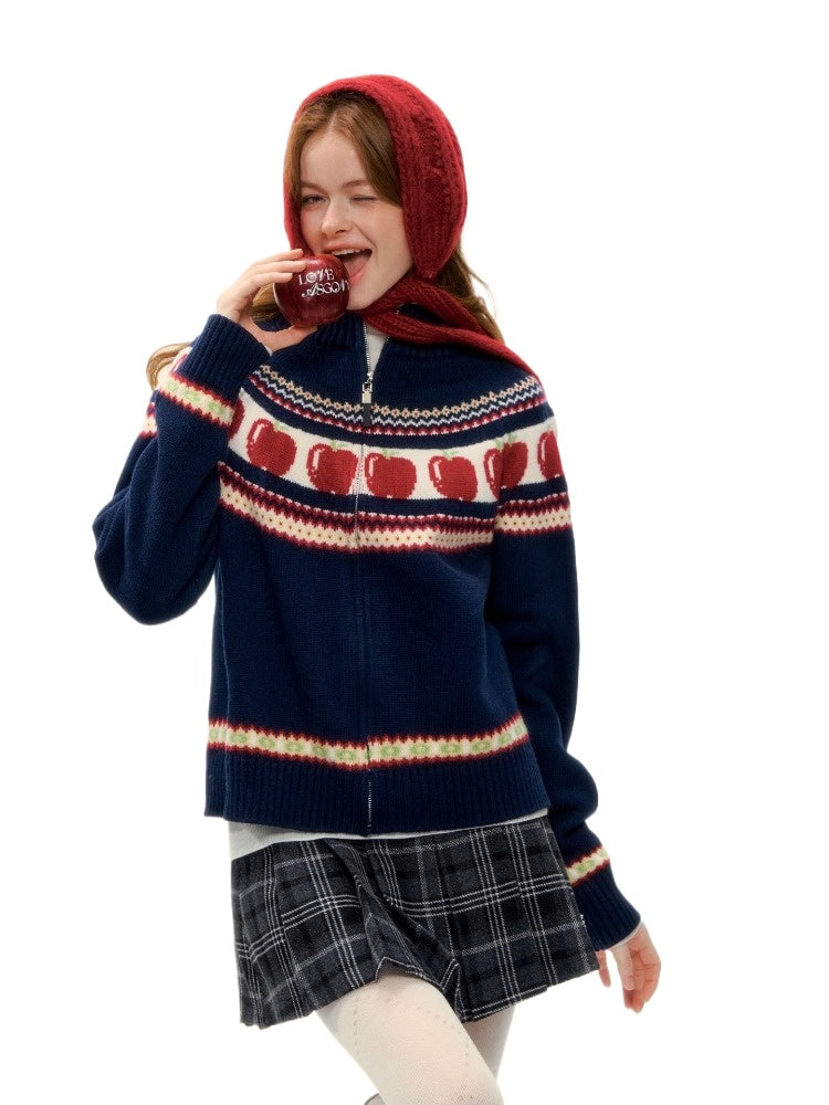 Fair Isle Zip Knit Cardigan