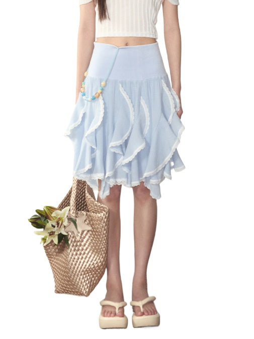 Blue Ruffled Convertible Skirt