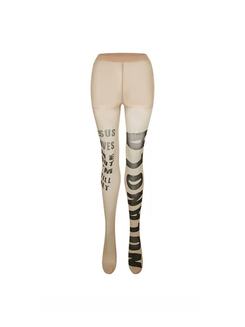 Letter Print Sheer Tights