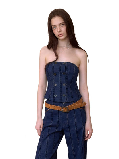 Striped Denim Set