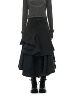 Asymmetric Stripe A-Line Midi Skirt