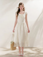 Embroidered Lace Midi Dress