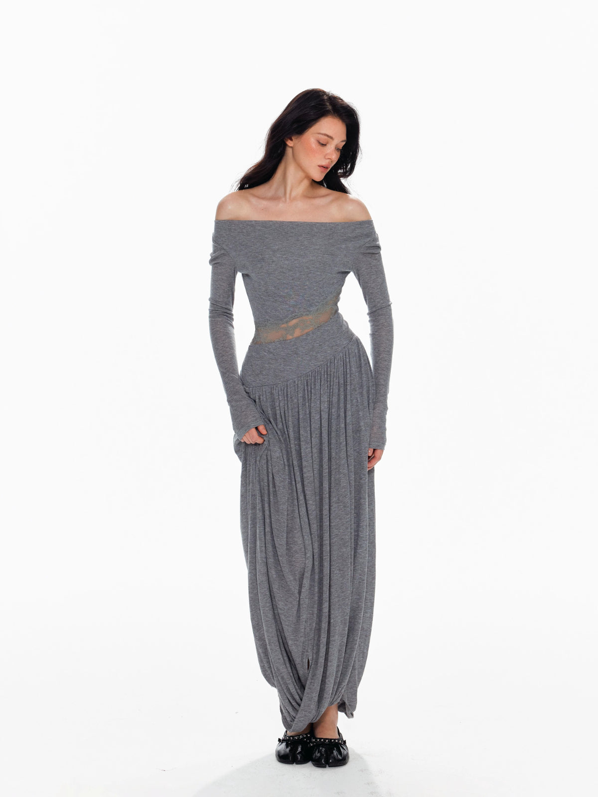 Tencel Wool Lace Waist Knit Dress