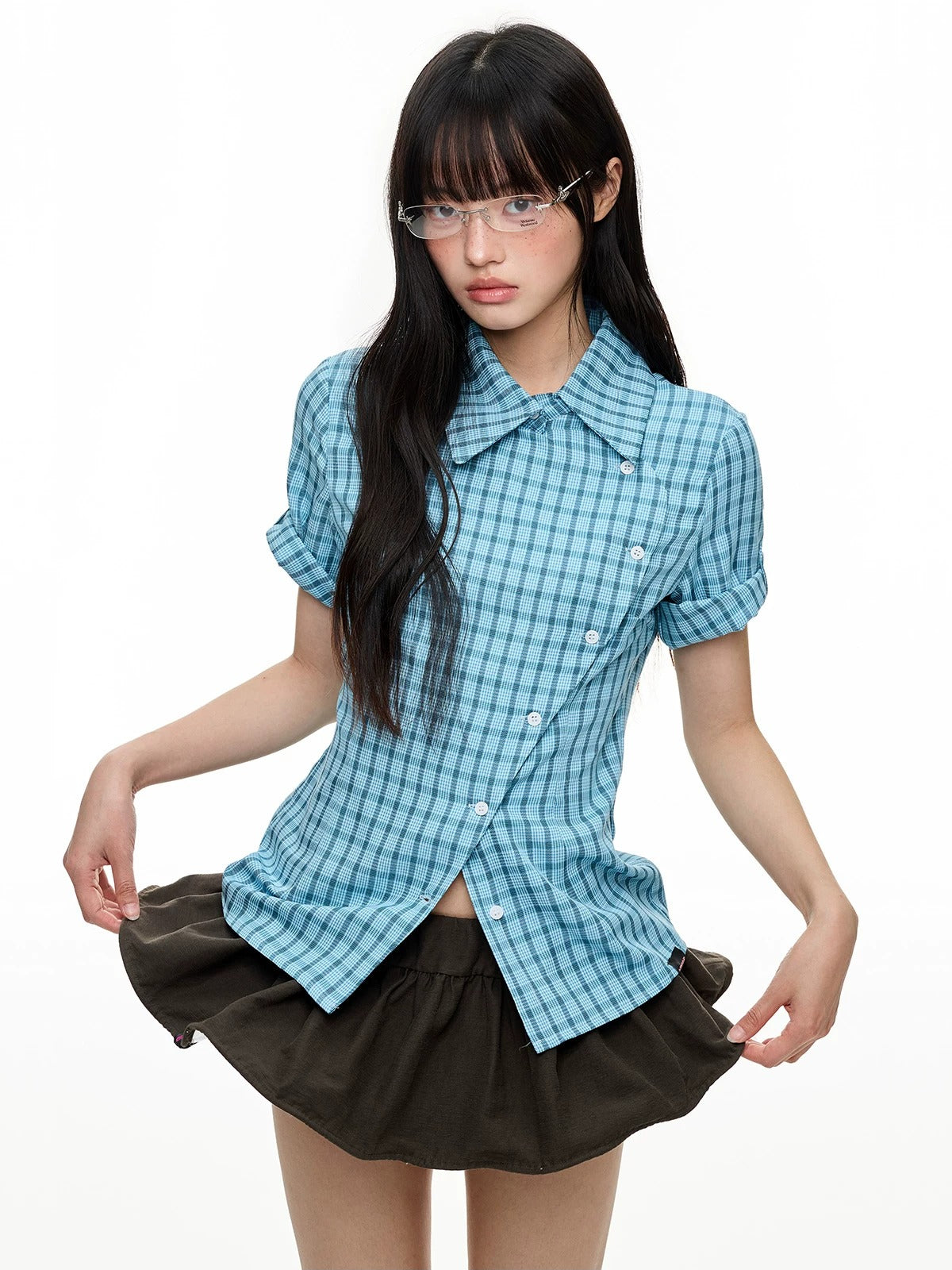 Plaid Slim Short Sleeve Shirt