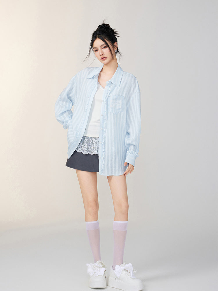 Lace-Trimmed Floral Shirt