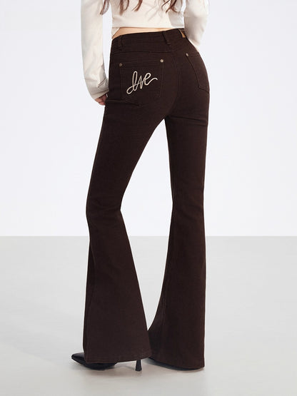 Embroidered Flared Slim-Fit Jeans