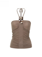 Beaded Drape Halter Top