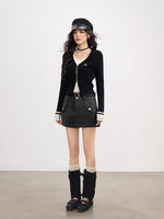 V-Neck Fake Two-piece Knit Top