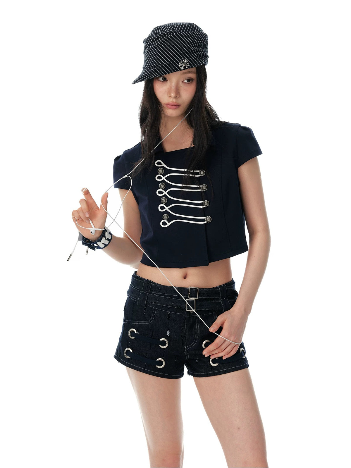 Double Breasted Cropped Polo Shirt