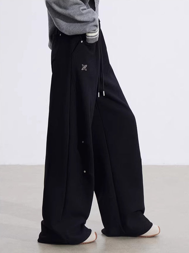 Curved Drape Wide-Leg Pants