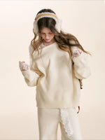 Gray & Apricot Lace-Tie Knit Set