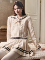 White Philosophy Wool Cloud Cable-Knit Cardigan & Skirt Set