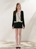 Black Lace Trim Knit Cardigan